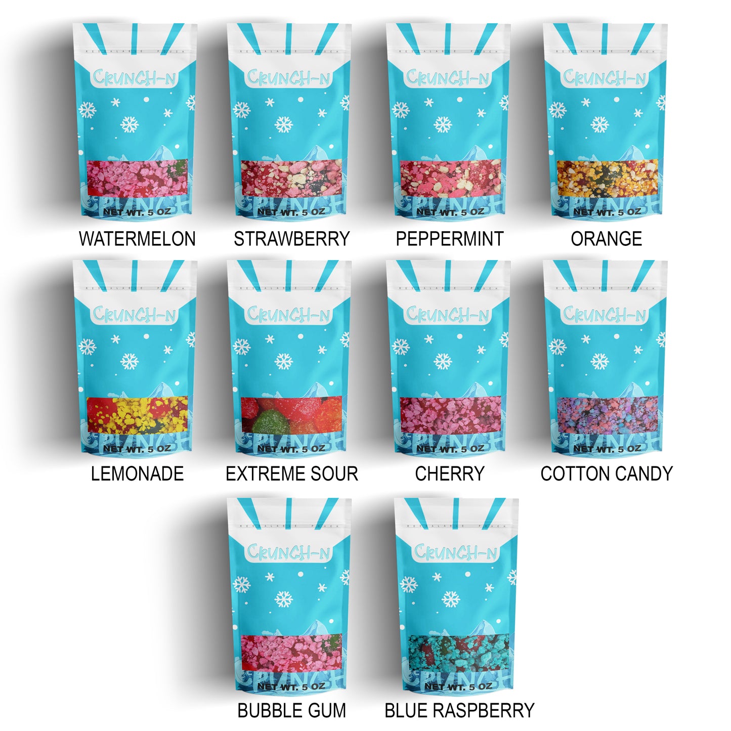 Crunch-N 5 oz Sweet Flavored Gusher Crunchers Sampler Packs - Multiple Flavors Available