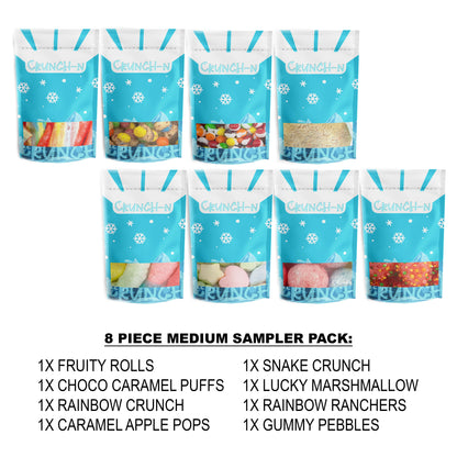 Crunch-N All Time Favorite 8 Pcs Medium Size Freeze Dried Sweet Candy Snacks Variety Sampler Packs