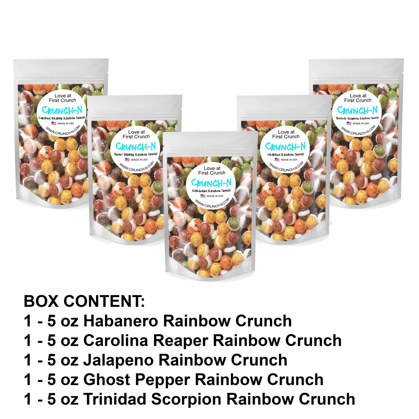 Crunch-N Spicy Rainbow Crunch Sampler Pack - 5 Bags