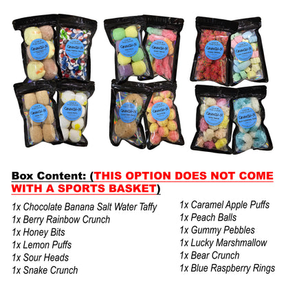 Crunch-N 12 Bags Variety Pack Freeze Dried Candy Bundle In A Sports Basket